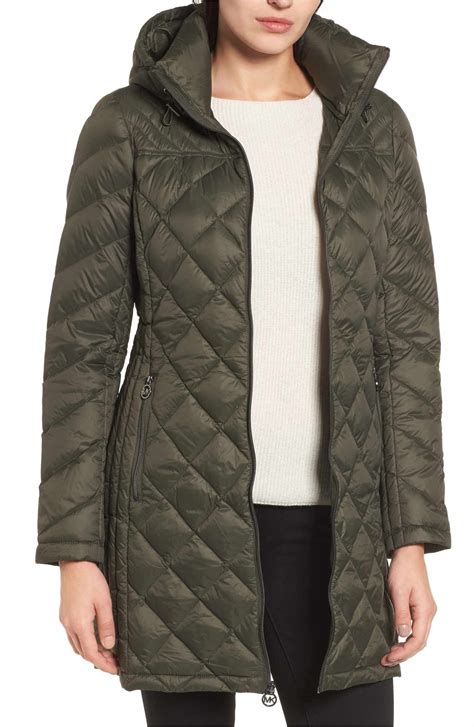 michael kors logo packable puffer coat with detachable hood